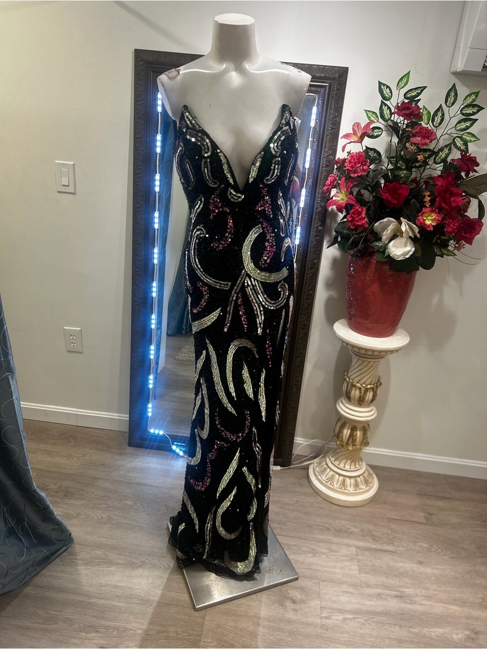 Ava Presley has Black Sequin Prom Gown